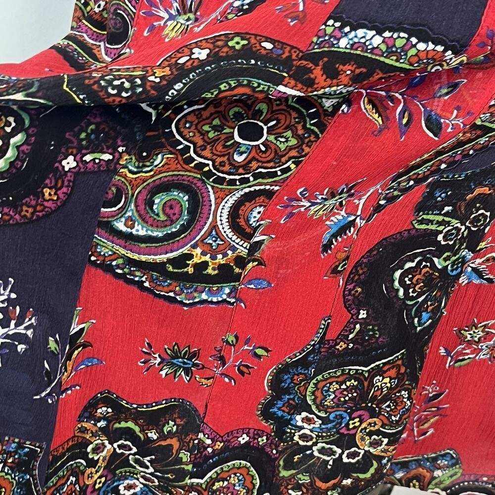 Chico's Skirt size 6/14 16 Black Red Purple Paisley Silk Knee A Line Church - Picture 5 of 9
